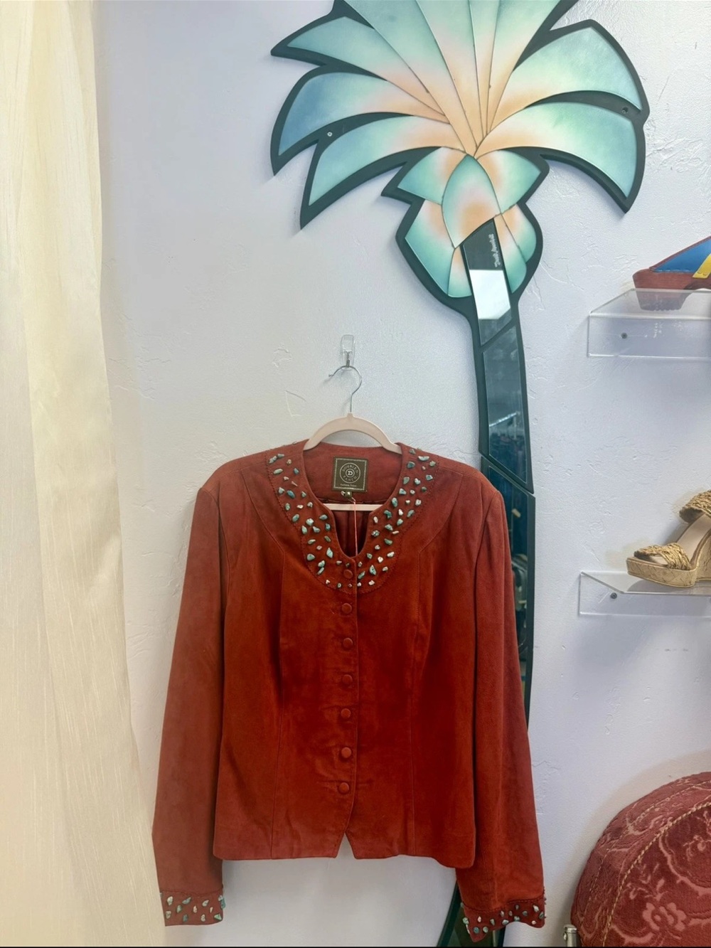 Double D Ranch Red Suede Button Front Jacket - Picture 4 of 5